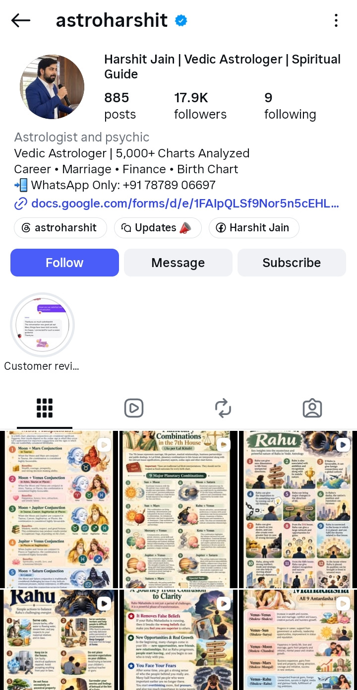 AstroHarshit Instagram page